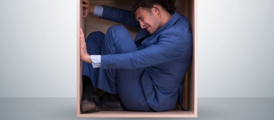 Employee working in tight space